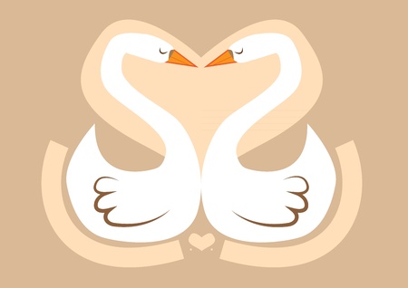 Vector illustration with two swansのイラスト素材
