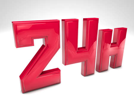 Rendering of a 24 hours red symbolの写真素材