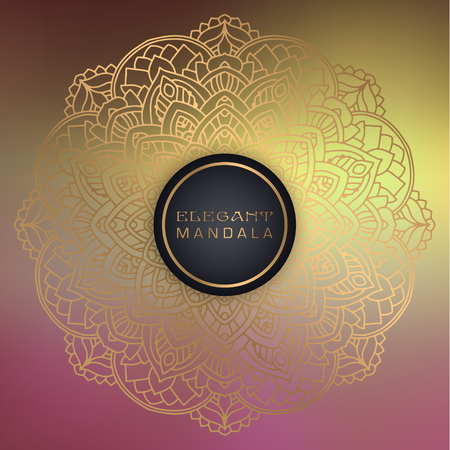 Vector round circle. Mandala style. Decorative element with gold.のイラスト素材