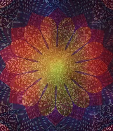 Abstract Mandala wallpaper. Textured boho design for meditative background. Made for wellness, concentration, yoga.の写真素材