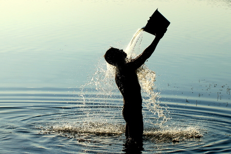 morning shower in the lake district Poland Masuriaの写真素材