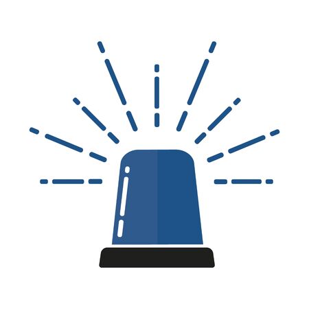 Vector illustration of blue flasher lights icon. Signal light for ambulance, police, fire brigade...