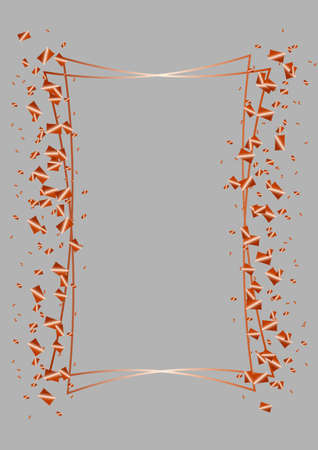 Vector graphics, delicate rose gold shiny frame in the shape of rectangles on a dark background.Design decoration, graphic element for cards, invitation, poster, photo.のイラスト素材
