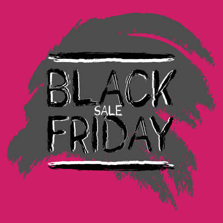 Black Friday Sale baner vector illustration.Poster sale, text written with a brush.Pink background, graphics element for banner, poster.Eps file.のイラスト素材