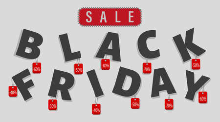 Black Friday Sale banner vector illustration.Poster sale, dark text, percentage discounts.Graphics element for banner, poster.Eps file.のイラスト素材