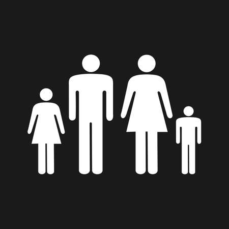 Vector illustration of Family Icon.Flat icon for apps and website.Black and white graphic element.のイラスト素材