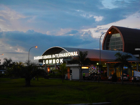 LOMBOK/INDONESIA - APRIL 30, 2015: The front view of Lombok International Airportのeditorial素材