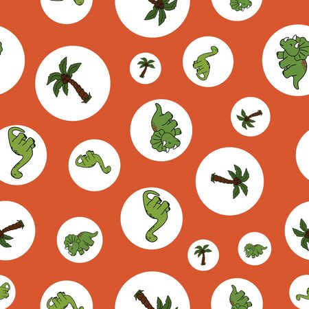 Super cute hand drawn dinosaurs in a seamless repeat vector pattern. Great for kids products.のイラスト素材