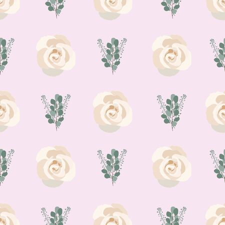 light purple Eucalyptus Rose Collection seaml stockのイラスト素材