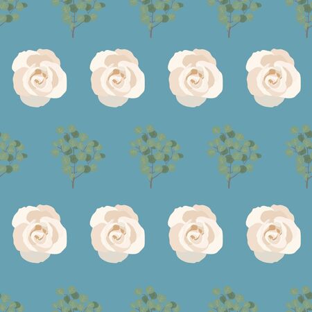 blue two Eucalyptus Rose Collection seaml stockのイラスト素材