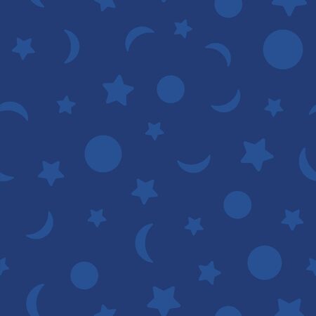 seamless repeat vector pattern featuring the moon phases and stars. Great for fabrics, backgrounds, wrapping paper and more. のイラスト素材