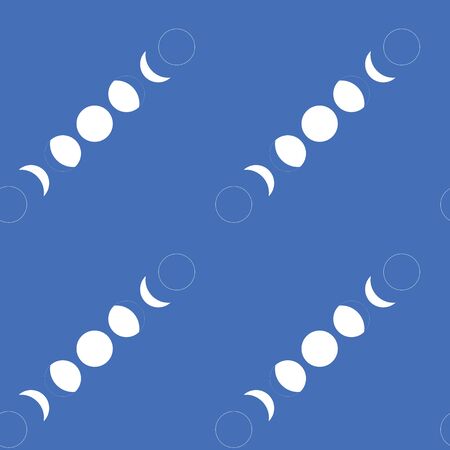 blue toned Moons and stars vector seamless repeat patternのイラスト素材