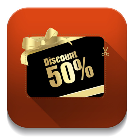 Discount card. With long shadow over app buttonのイラスト素材