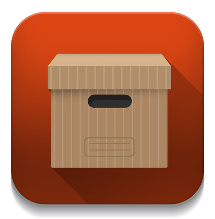 cardboard box With long shadow over app buttonのイラスト素材