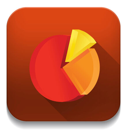 pie chart icon With long shadow over app buttonのイラスト素材