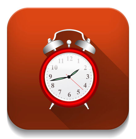 Clock Alarm icon With long shadow over app buttonのイラスト素材