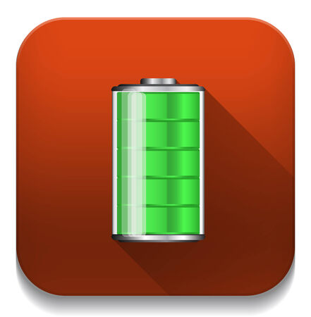 Battery Icon With long shadow over app buttonのイラスト素材