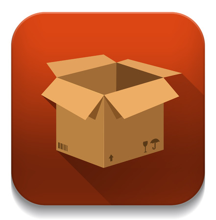 Open cardboard box icon With long shadow over app buttonのイラスト素材
