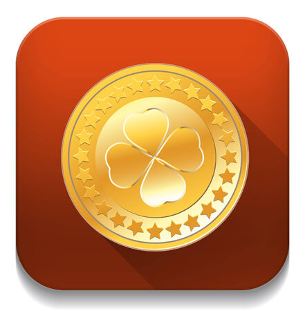 Golden badge With long shadow over app buttonのイラスト素材