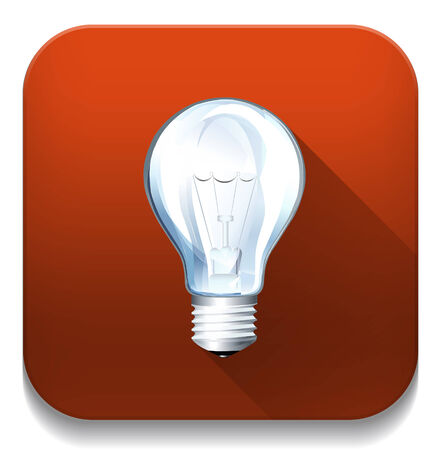 light bulb icon With long shadow over app buttonのイラスト素材