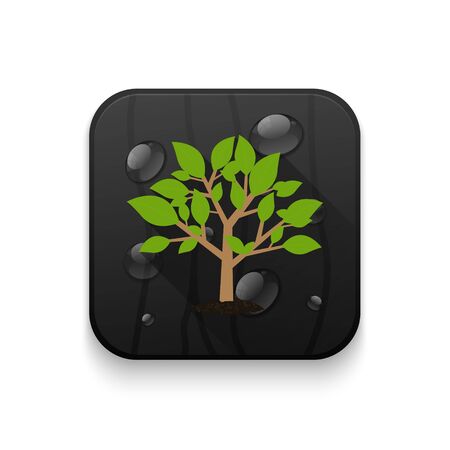 Vector Tree With long shadow over app buttonのイラスト素材