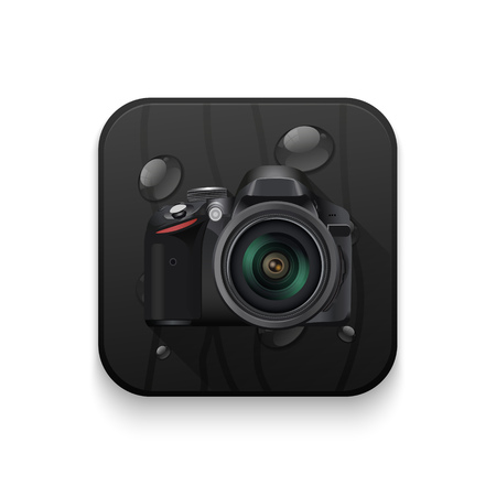Realistic camera  With long shadow over app buttonのイラスト素材