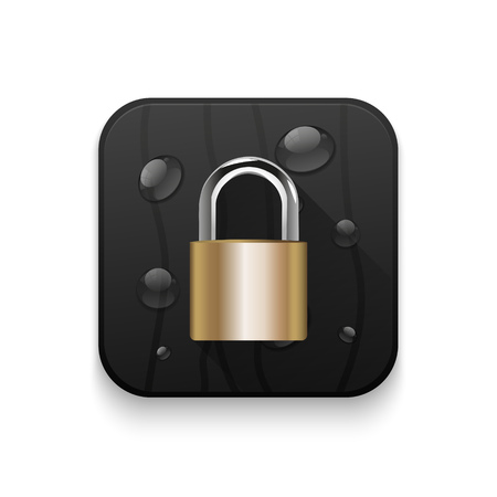 security concept with locked combination pad lock With long shadow over app buttonのイラスト素材