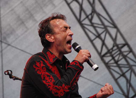 Austrian singer-songwriter Hubert von Goisern performs on stage at the Linz Europa Hafenfest 2009のeditorial素材