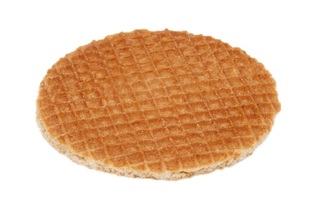 Stroopwafel, Dutch caramel waffle, isolated on a white backgroundの写真素材