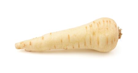 Raw whole parsnip, isolated on a white backgroundの写真素材