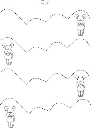 Seamless vector pattern with cute cartoon dogs. Coloring book for children.のイラスト素材