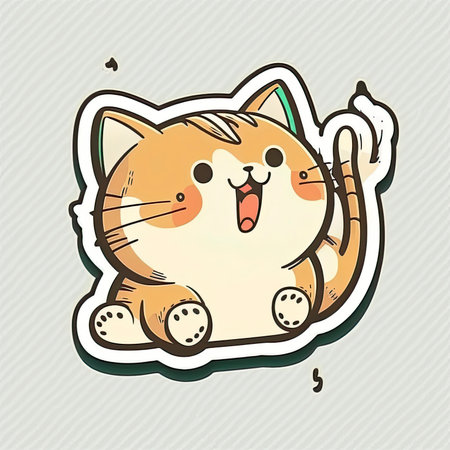 Cute cartoon cat. Hand drawn vector illustration for your design.の素材