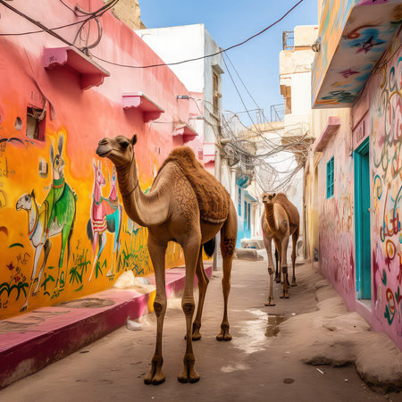 Dromedary on the street in Hurghada, Egyptの素材