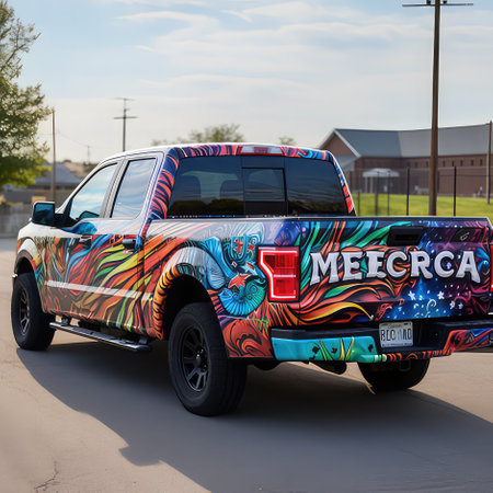 Colorful graffiti on the car.の素材