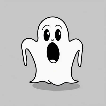 ghost cartoon for halloween isolated on gray background, vector illustrationの素材