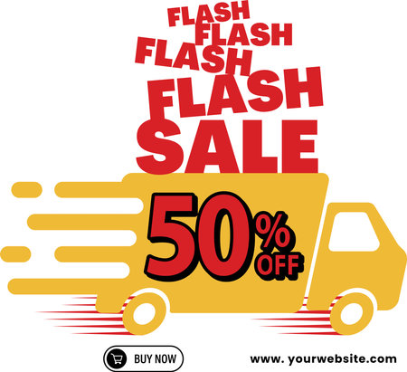 FlashFlash Big Sale 50% Off Special Offer Discount Banner Vector Illustrationのイラスト素材