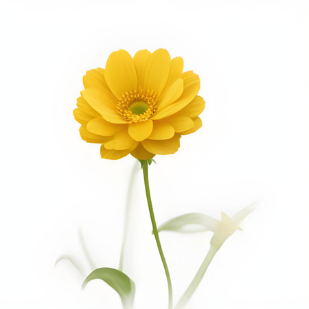 Yellow flower isolated on white background with clipping path and full depth of fieldの素材