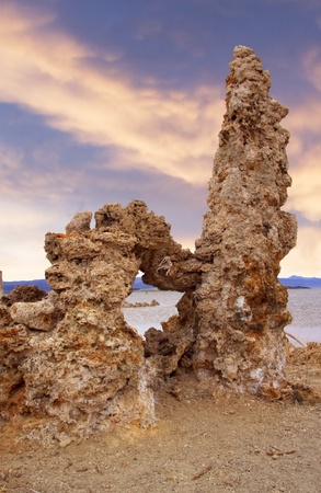 Landscape with tufa tower. Mono Lake, California.の写真素材