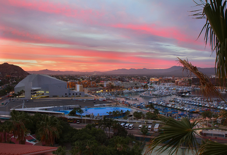 Cabo San Lucas, Mexico sunset view from aboveの写真素材