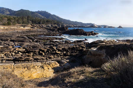 Landscape with  Pacific ocean and rocky shore. Point Lobos State Natural Reserve, California,USAの写真素材