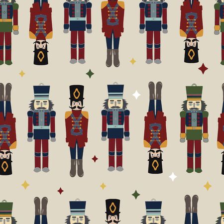 Vector cream seamless pattern background with nutcrackers.のイラスト素材