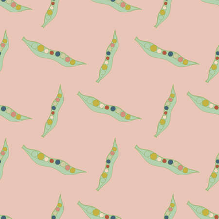 vector seamless pattern with peas. Peach backgroundのイラスト素材