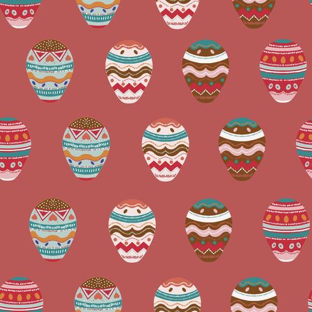 Vector seamless pattern with Easter eggs. pink backgroundのイラスト素材