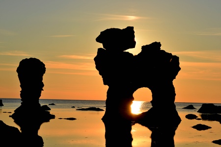 Rock in sunsetの写真素材