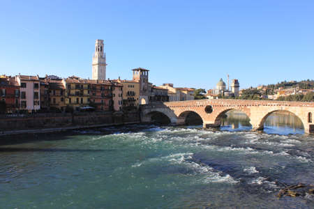 View of the city of Verona from heightの写真素材