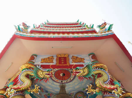 Asian dragons in the chinese templeの写真素材