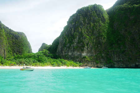 Ship in the clear sea Phuket Thailandの写真素材