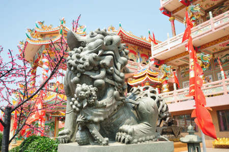 Asian lion in chinese templeの写真素材
