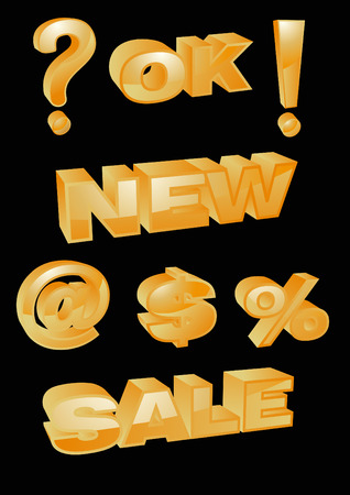 Collection of gold 3d icons.  illustrationのイラスト素材