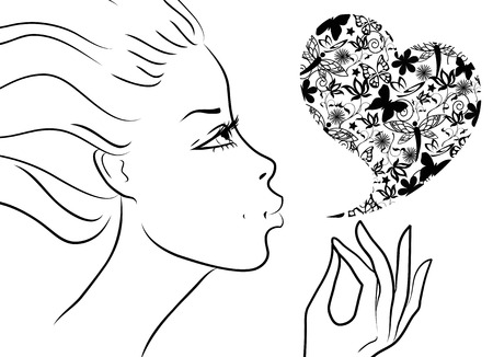 Beautiful girl Valentine's day.  illustrationのイラスト素材